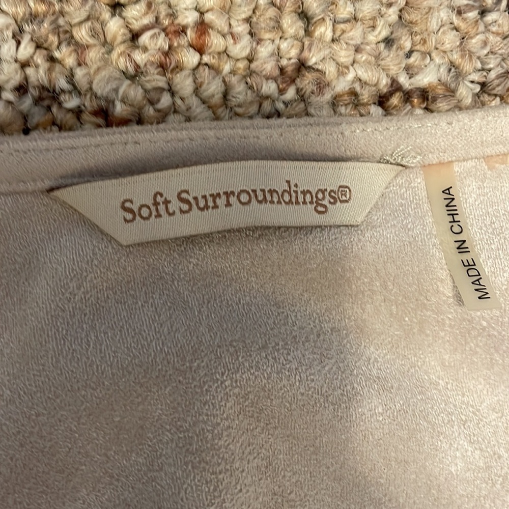 Soft surroundings ultra soft cardigan with raw edge in taupe - Picture 7 of 9